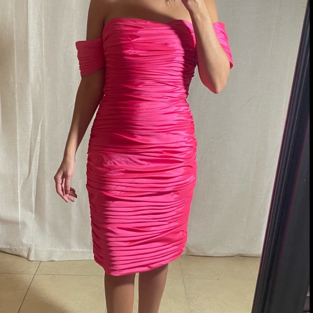 Vintage Julie Duroché for Bonwit Teller Hot Pink Ruched Mini Dress